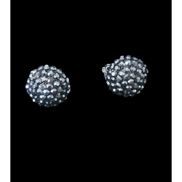 Vintage Pave Rhinestone Clip on Earrings Signed Made in USA - Picture 6 of 11